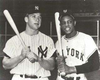 Mickey Mantle & Willie Mays 8x10 Photo York Yankees Baseball Picture Mlb