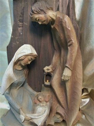 Vintage Hand Carved Wood Statue Of The Holy Family Friedel W.  Germany