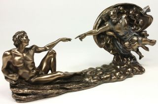 10 1/4 " Creation Of Adam God Genesis Statue Sculpture Antique Bronze Finish