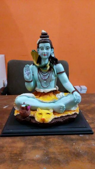 Indian Hindu God Shiva Polymarble Idol Statue Handpainted & Handcrafted 10 Inch