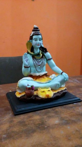 Indian Hindu god shiva polymarble idol statue handpainted & handcrafted 10 inch 2