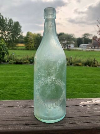 Scarce Early Henry Nehring (fond Du Lac,  Wis) Quart - Sized Blob Top Soda Bottle