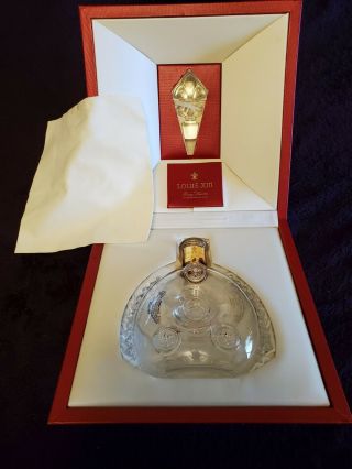 Louis Xiii Remy Martin Cognac Empty Baccarat Crystal Decanter W/ Case,  Book,  Lid
