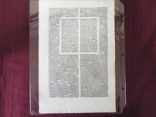 Leaf From The C 1490 Nicolas De Lyra & Johann Froben Incunable Bible