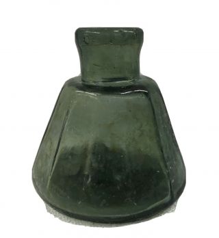 Dark Green Open Pontil Small Size Umbrella Ink Inkwell 1850’s
