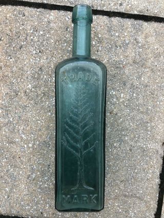 Wishart’s Pine Tree Cordial Bottle Green Teal Philadelphia ‘trade Mark’