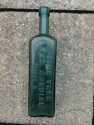 Wishart’s Pine Tree Cordial Bottle Green Teal Philadelphia ‘Trade Mark’ 2