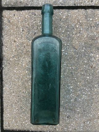 Wishart’s Pine Tree Cordial Bottle Green Teal Philadelphia ‘Trade Mark’ 3