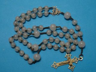 Antique French Monastery Rosary // Opaline Glass Beads // 1900 France