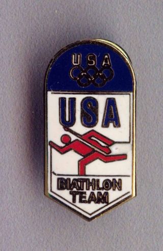 Rare Official Olympic Usa Biathlon Team Pin Badge