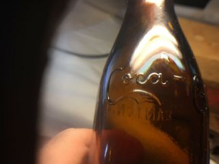 Canton,  O.  Amber Shoulder Script Coca - Cola Straight Side Bottle 4 - 22