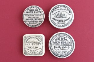Vintage Maw Sons Crackcrofts Jewsbury Timothy Whites Toothpast Potlids Pot Lids