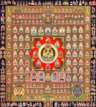 35inch Tibet Buddhist Thangka Painting Mahavairocana Buddha - Womb Realm Mandala