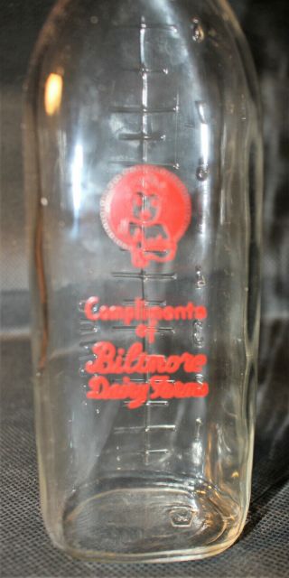 Vintage Glass Baby Bottle Biltmore Dairy Farms Keystone 8 Oz