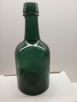 Improved Pontil Dyottville Glass Philada Pa Green Squat Soda Beer Bottle