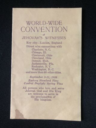 Watchtower " World - Wide Convention " 1938