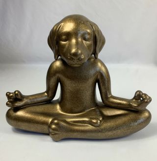 Large Gold Colored Dog Figurine Statue Yoga Zen Meditation