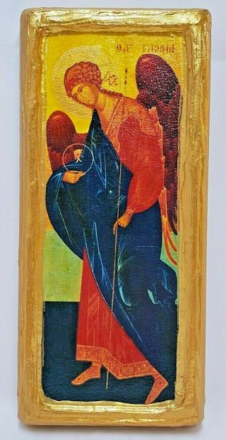 Saint Gabriel The Archangel Byzantine Eastern Greek Orthodox Icon On Pine Wood