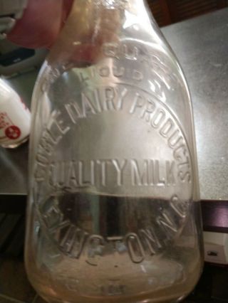 Coble Dairy Products Quart Milk Bottle From Lexington,  Nc