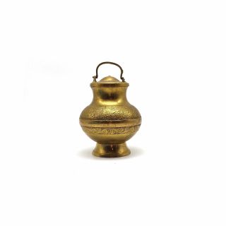 India Brass Holy Water Pot Auspicious Brass Kamandalam Kalash Gangajal 5.  25 "