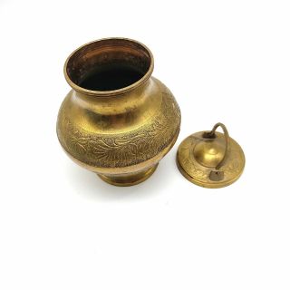 India Brass Holy Water Pot Auspicious Brass Kamandalam Kalash Gangajal 5.  25 