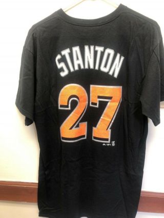 Giancarlo Stanton 27 Crewneck T Shirt Miami Marlins Mlb Majestic Mens Sz Large