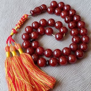 33 Prayer Beads 12 Mm Antique Natural Cherry Bakelite Faturan