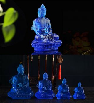 9 Cm Tibetan Blessed Crystal Glaze Statue: Medicine Buddha,  Power Of Healing