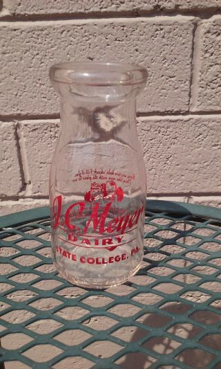 Advertising Meyer Dairy State College Pa Penn Glass Milk Bottle One Pint Pyro