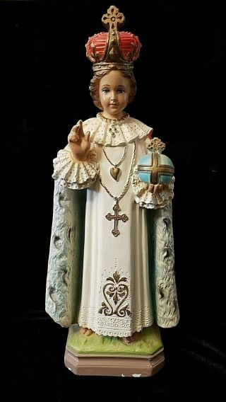 Columbia Statuary Vintage Jesus Infant Of Prague Chalkware Religious Statue