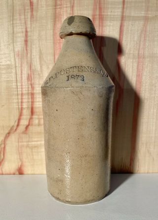 E D Postens & Co 1872 Providence Ri Stoneware Mead Bottle Pottery Hand Thrown