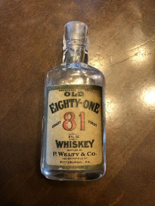 Rare Old Eighty One Whiskey Paper Label,  P.  Welty & Co,  Pittsburgh,  Pa