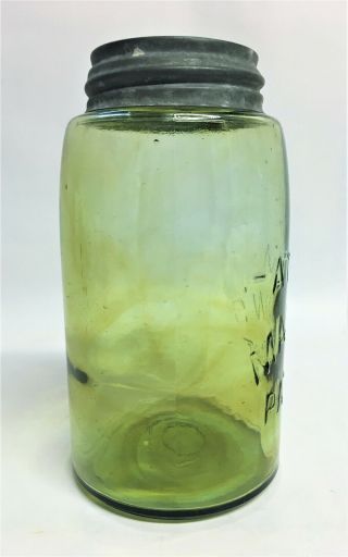 Atlas Masons Patent Olive Amber Swirls Fruit Jar
