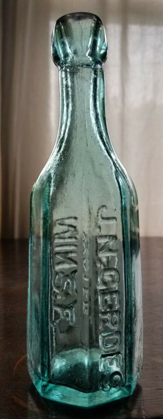 J.  N.  Gerdes / S.  F.  - Mineral Water - 8 Sided Blob Top - Bottle - Aqua