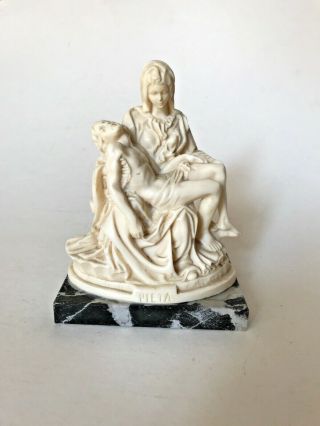 Vintage A Santini Classic Figure Sculpture Pieta Mary Jesus Marble Base Italy