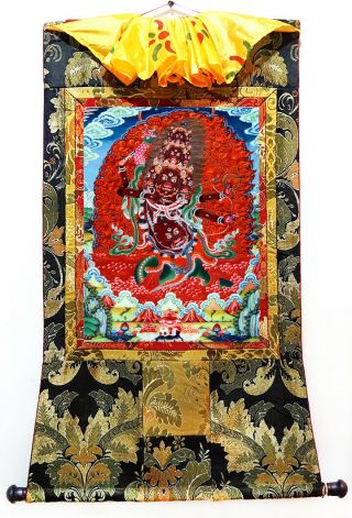 50 Inch Tibet Thangka Painting Buddhist Worldly Wrathful Protector - Za Rahula