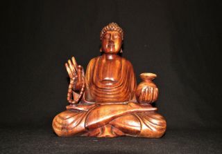 Indonesian Bali Hand Carved Wood Siddhartha Gautama Buddha Shakyamuni Figurine