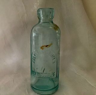 Antique Hutchinson Blob Top Aqua/blue Soda Bottle - Keller & Grimes Plymouth Pa