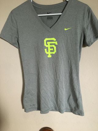 Women’s Nike Dri - Fit San Francisco Giants V Neck Tee T - Shirt Size X - Small Gray
