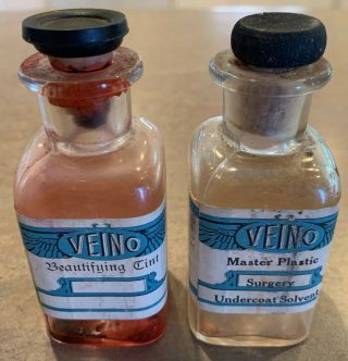 Vintage Embalming Mortician Makeup Glass Bottles 1930’s - Labels