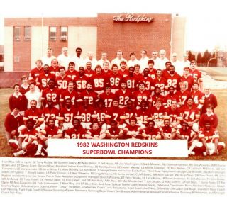 1982 Washington Redskins 8x10 Team Photo Football Nfl Picture Sb Champs