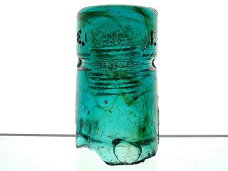 Killer Green Swirled Cd 123 E.  C & M Co S.  F.  Western Glass Telegraph Insulator
