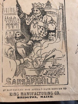 1890s Kings Sarsaparilla Medicine Advertising Cover Brighton Maine