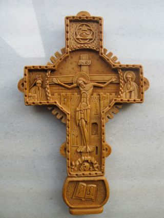 Orthodox Wax Cross Carved From Mount Athos Handmade Greek Byzantine Style 232
