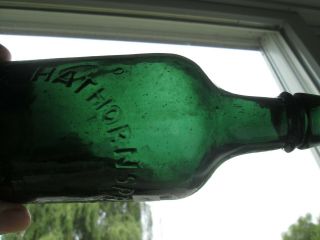 Antique Deep Bluegreen Pt.  Mineral Water Bottle Hathorn Spg.  Saratoga N.  Y.
