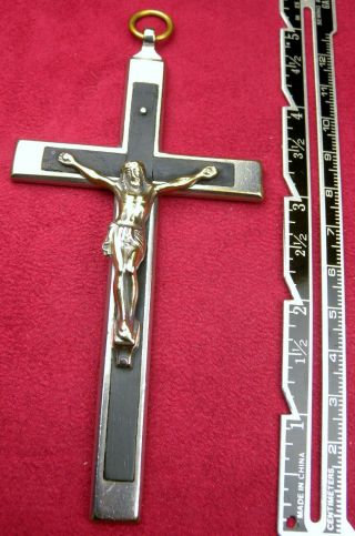 Carmelite Prioress Retired Antique Bronze & Ebony WITH NO INRI MONOGRAM Crucifix 3