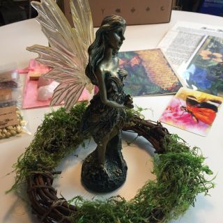Witches Moon Box Fae Statuary Fairy Magic,  Rose Quartz Set,  Artwork,  Candle