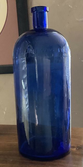 Jno.  Wyeth & Bro Huge (1/2 Gal. ) Cobalt Blue 3pce Mold Druggest Bottle