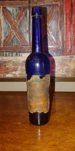 C & E Morton Ltd London England 1925 - 1935 Castor Oil Bottle Hand Blown