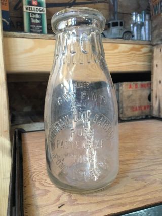 Vintage Pint Milk Bottle Fountain City Dairy Fond Du Lac Wisconsin